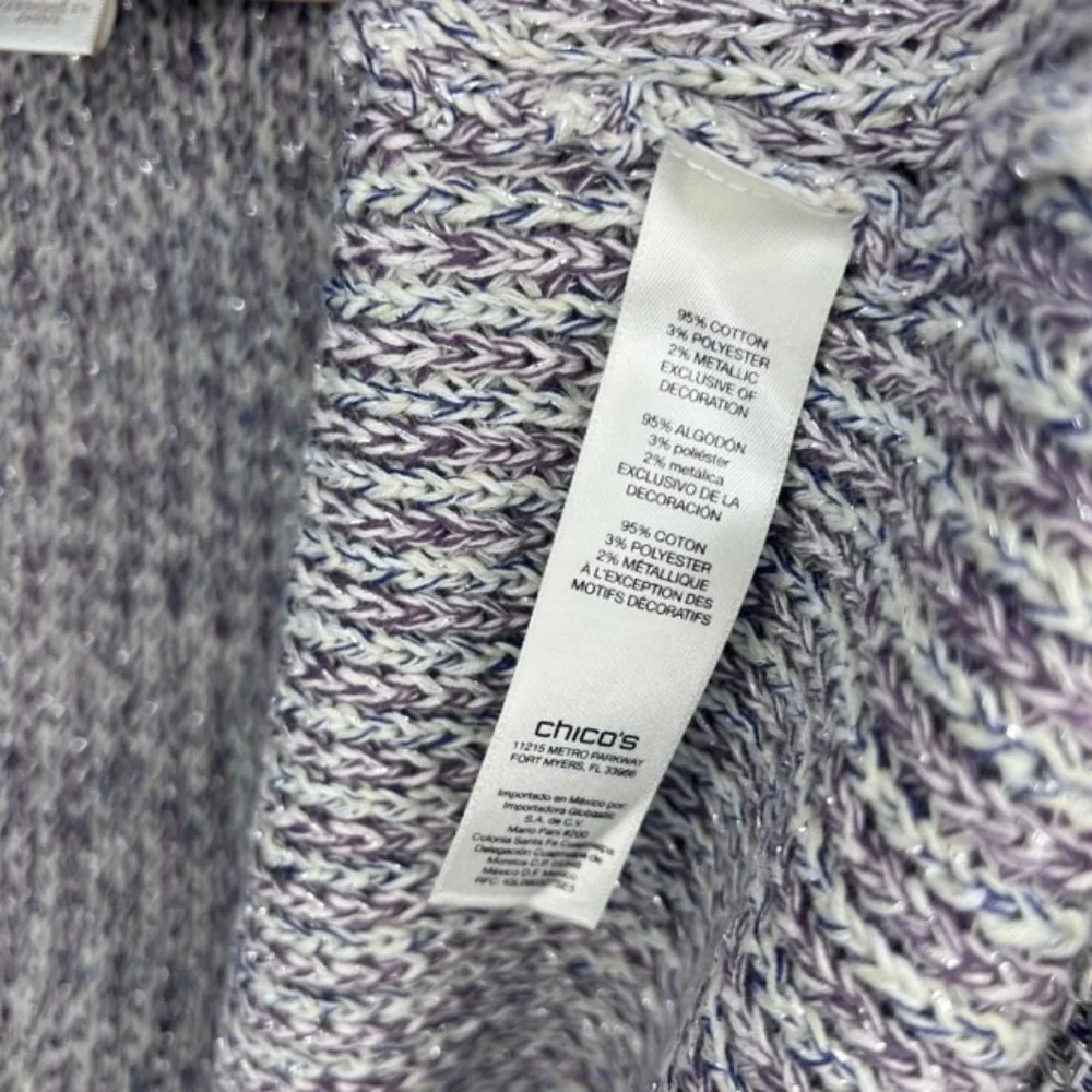Chicos Structured Cardigan Sweater, marled yarn with FRINGE - Picture 6 of 6